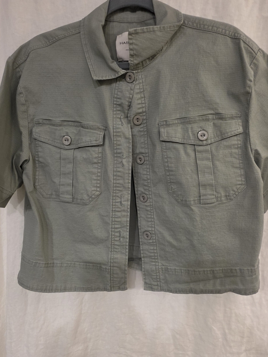 Habitat Jackets & Blazers - Light Sage Button Front Utility Jacket